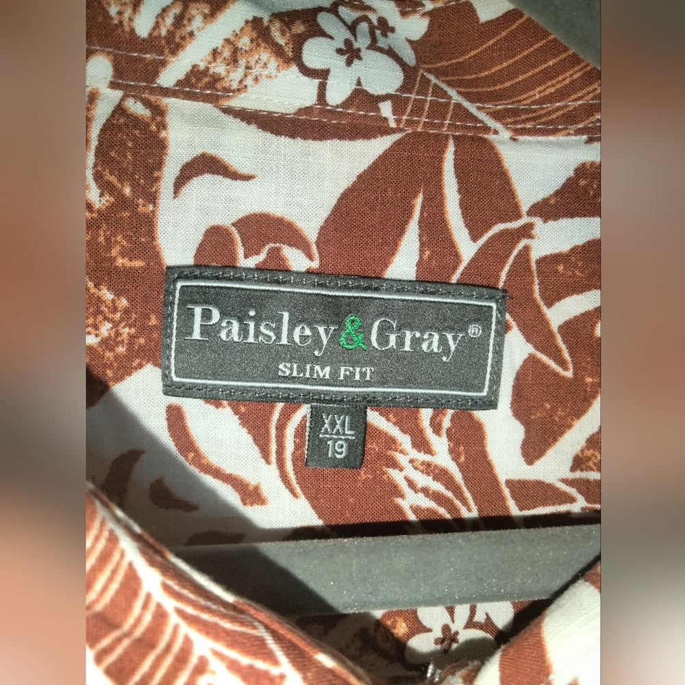 Paisley & Gray (Size XXL) Men's Multicolored Linen Blend Button Down SS Shirt - Picture 2 of 11